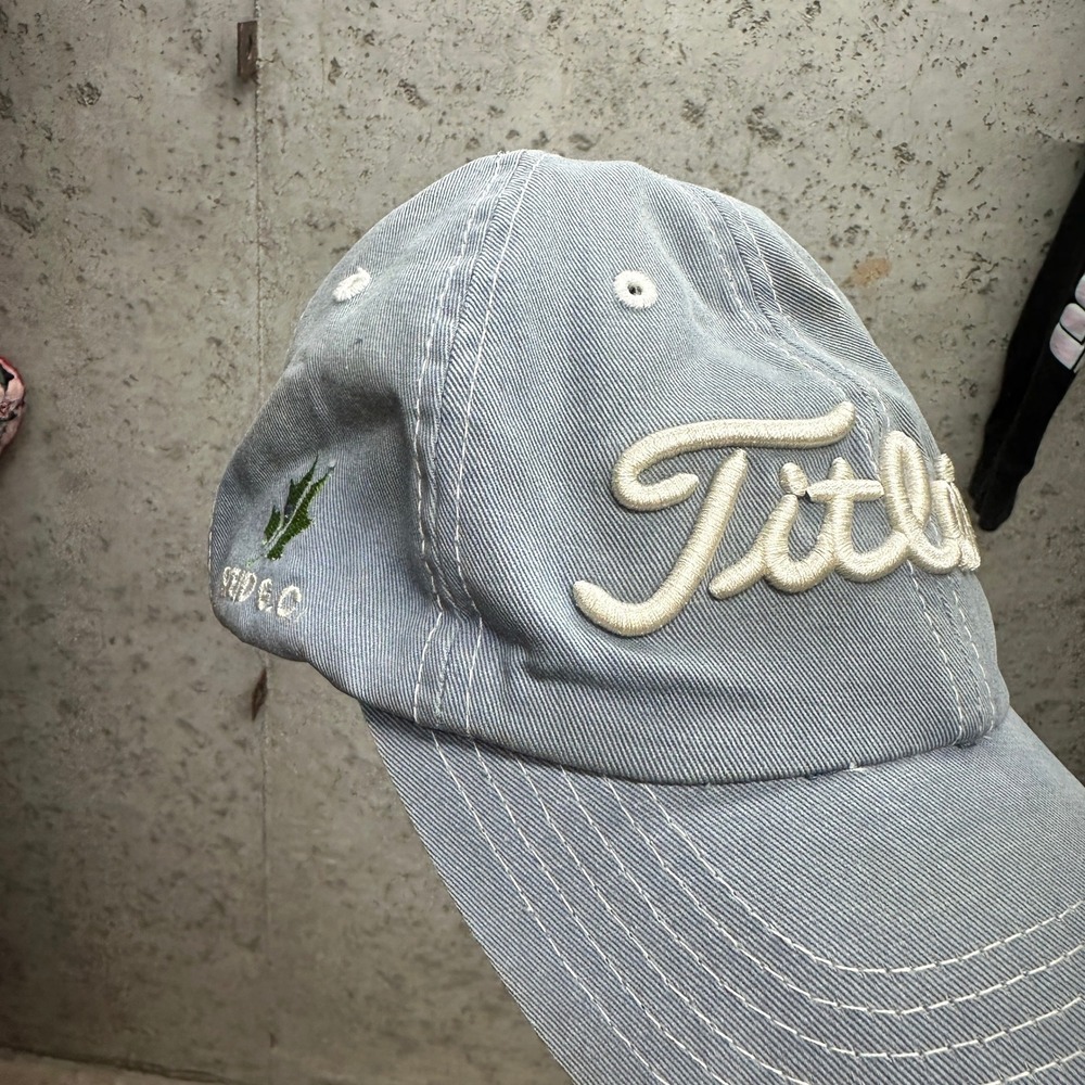 Titleist Reid GC Golf Hat Cap Adjustable Blue White Striped Embroidered Logo